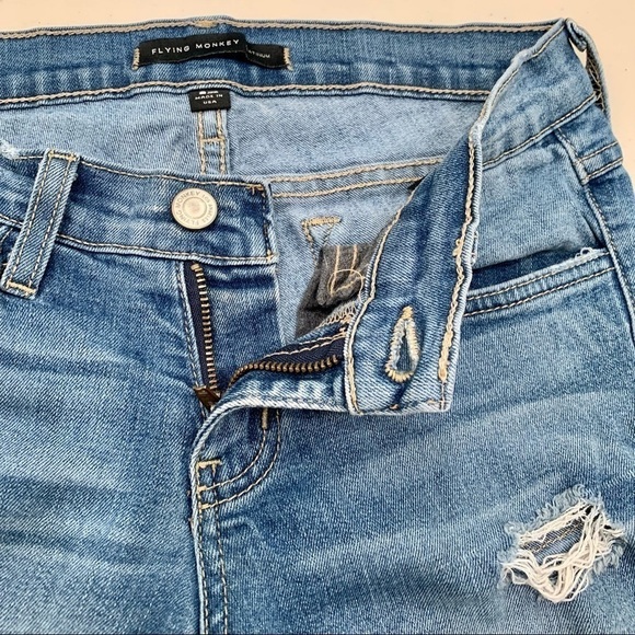 Flying Monkey Jeans Adult Size 25 Blue Platinum Distressed 30.5” Inseam Women - Picture 5 of 9